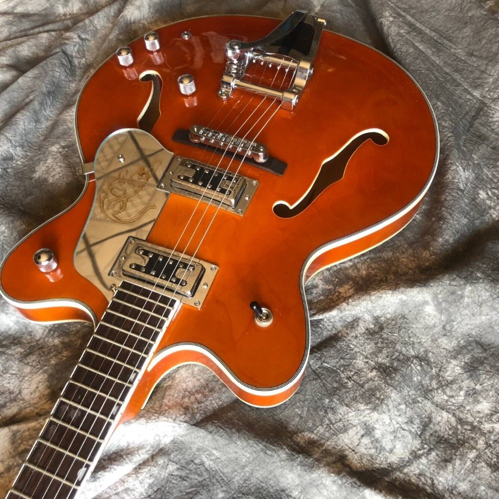 Custom double F hollow body Jazz electric guitar 6 Strings,Rosewood fingerboard, Gold hardware gitaar,China Muscial Inst