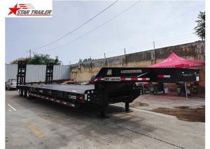 China Bare Tire Goosneck Hydraulic Low Bed Trailer Fabricated H Beam Height 500mm factory