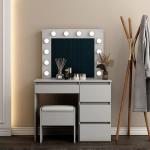 Furniture Makeup Vanity With Mirror , White Dressing Cosmetic Table