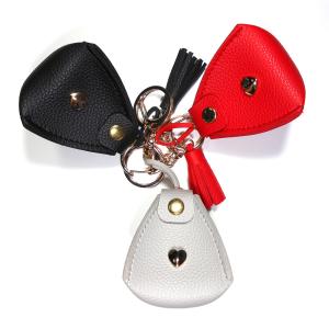 China Triangle Personalised Leather Small Coin Purse Keychain 6x5x6.5cm factory