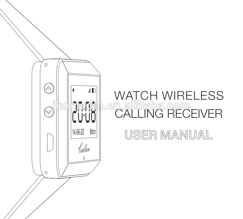 Waiter call beeper with light and watch receiver for star area or night club