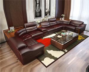 China En's Fun Modern Simple U-Shaped Living Room Leather Sofa Combination factory