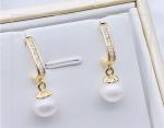 Elegant Earring for Women Gold Color with Big Round Pearl Earring Classic