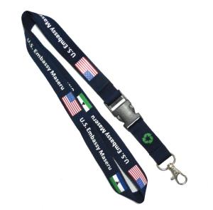 China Plastic Buckle Multicolor Breakaway Neck Lanyards 1 Side Recycled PET factory