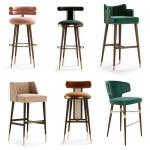 Luxury High Backrest Chair Coffee Stainless Steel Bar Chair High Stool For