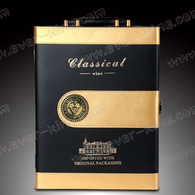 Leather Cardboard Wine Bottle Packaging Boxes , Frosting Bottle Gift Packaging