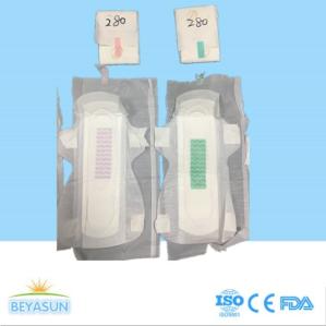 China Ladies Organic Cotton Anion Sanitary Napkin 280mm factory