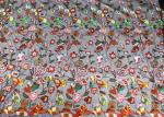 Bright 3D Colored Flower Embroidery Lace Fabric For Ladies Wedding Dressmaking
