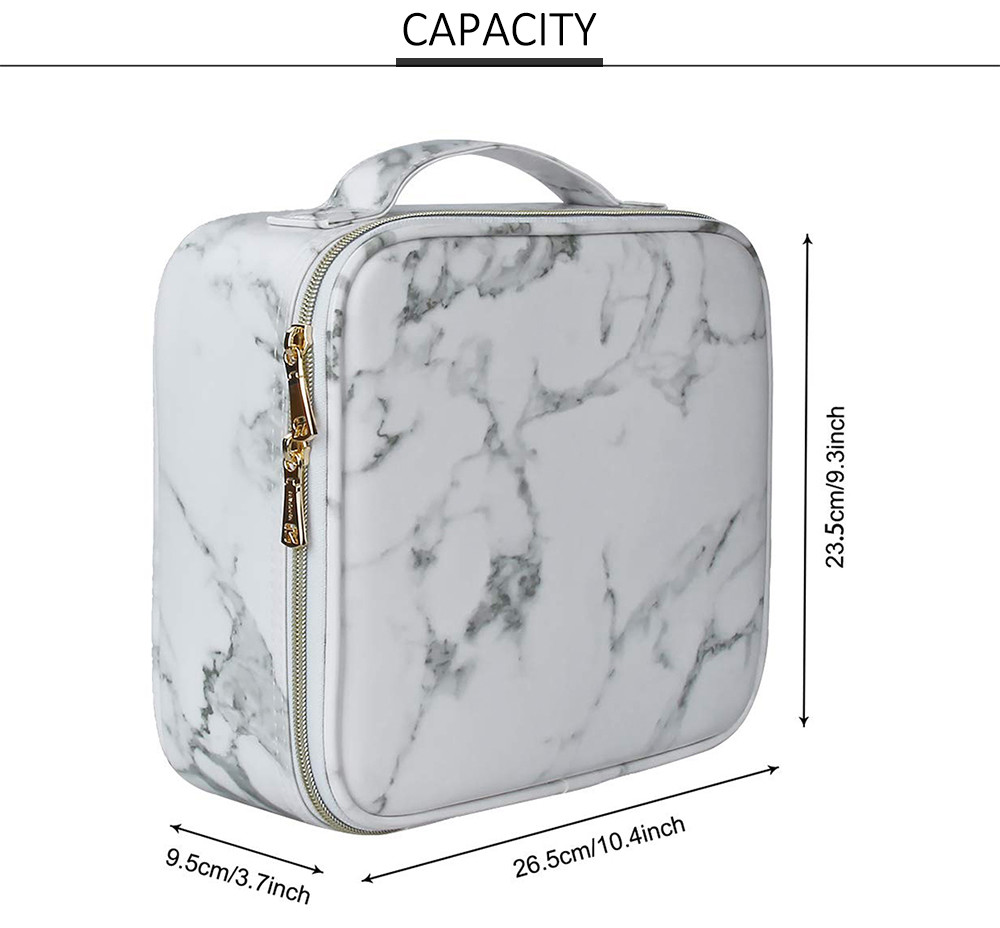 Zippered Women Travel Make Up Case With Adjustable Dividers