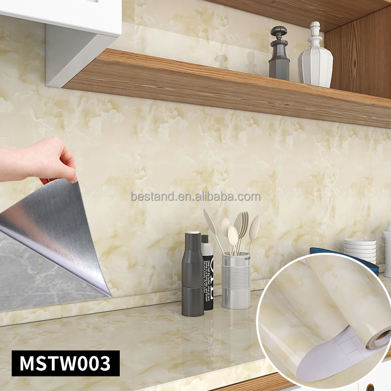 Add a Touch of Elegance to Your Kitchen with Marble Wallpaper Roll size 60cm*10m Oil-proof and Affordable