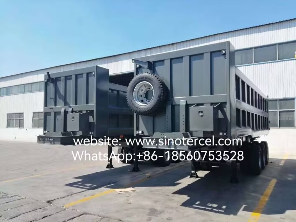 3 Axles Efficient Dumping Tipper Semi Trailer 20-50CBM Front Lifting Hydraulic For Sand Stone Gravel