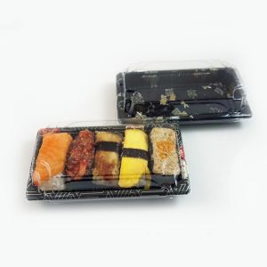 Take Out Rectangular Food Packaging Serving Sushi Tray With Lid