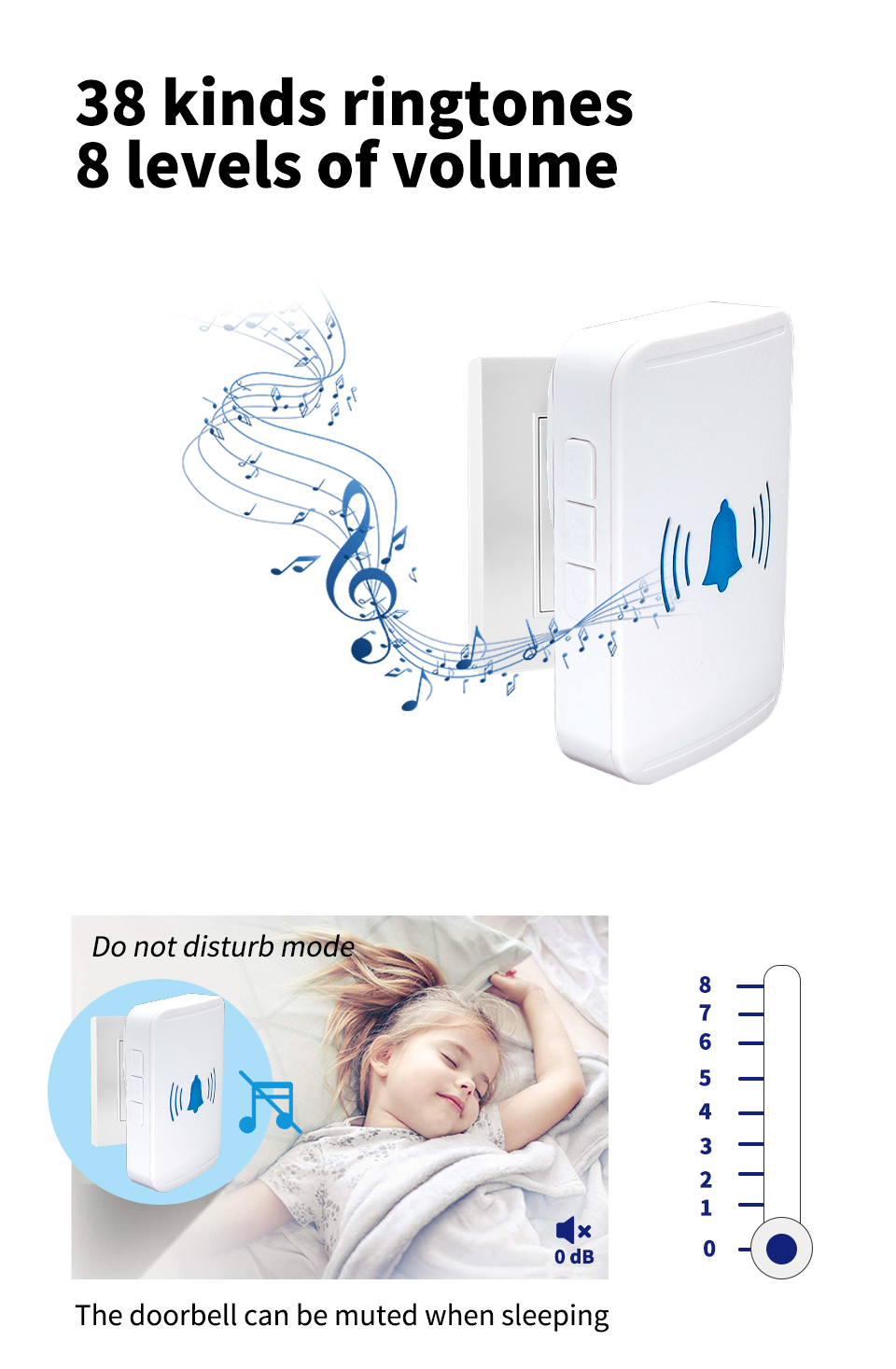 IP44 Tuya Smart Doorbell EU US UK Plug Waterproof Door Bell