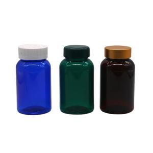 China Industrial 160ML PET Luxury Golden Cap Plastic Bottle for Fish Oil/Capsule/Pill/Honey factory