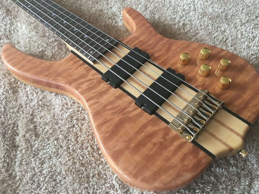 Custom bass guitar Ken smith bass 5 string Neck through body Golden hardwares Wilkson bridges original Dot inlay and act