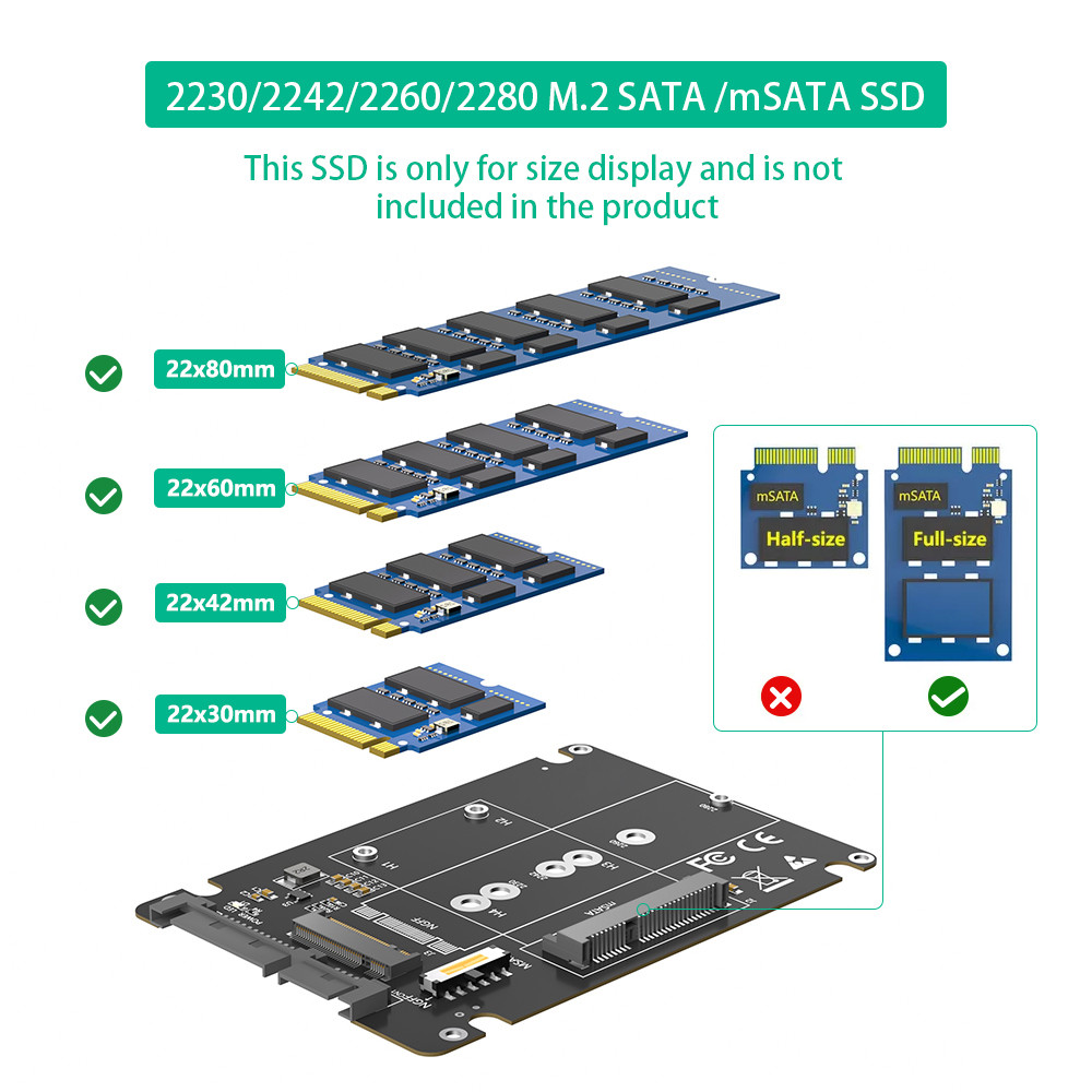 2 In 1 Combine M.2 NGFF Key B & MSATA SSD To 2.5 SATA3 Adapter With Plastic Enclosure