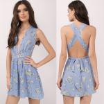 Blue Deep V Sex Mini Dress for Women