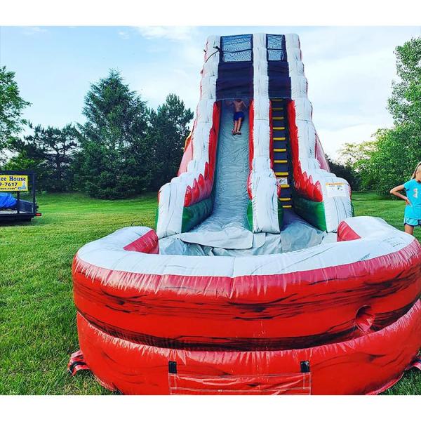 Commercial Inflatable Water Slide Red Pvc Water Slide With Air Blower For Kids
