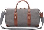 Canvas Weekender Overnight Bag Carry On Luggage With Shoe Compartment / Toiletry