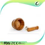 Handmade Spice Gadgets Bamboo Mortar And Pestle Shrink Wrap Packing