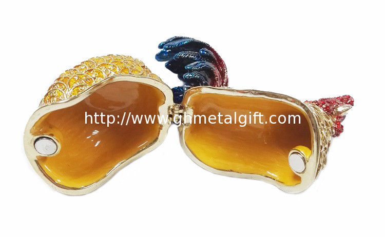 Decorative alloy rooster jewelry boxes beautiful cock enamel trinket box