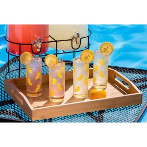 China oversized wood bamboo food serving tray with handle and folding legs factory