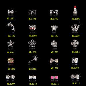 China 3D Silver Metal Nail Sticker Crystal Bow Nail Art Stickers Shiny Metallic ML1193-1212 factory