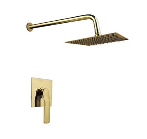 China Single lever concealed in-wall bath or shower mixer brushed golden bathroom brass tap faucet cold and hot headshower OEM factory