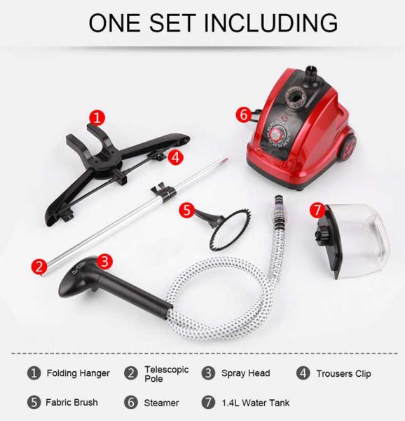Colorful Standing Clothes Steamer , Bottom Drain Plug Hanging Garment Steamer