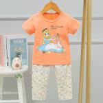 5% Spandex Short Sleeve Long Pants Children'S Pajamas Sets Cartoon Pj Set 100cm