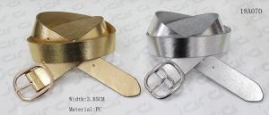 China 3.85cm Metallic PU Womens Fashion Belts With Gold / Nickel Zinc Alloy Buckle factory
