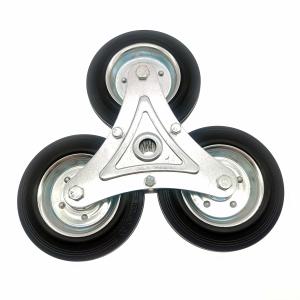 China 125mm Black Rubber Stair Climbing Wheel with Roller Bearing factory