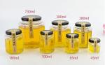Hexagonal Glass Honey Jars 45ml-730ml Food Container Lead Free Sealed Bottle