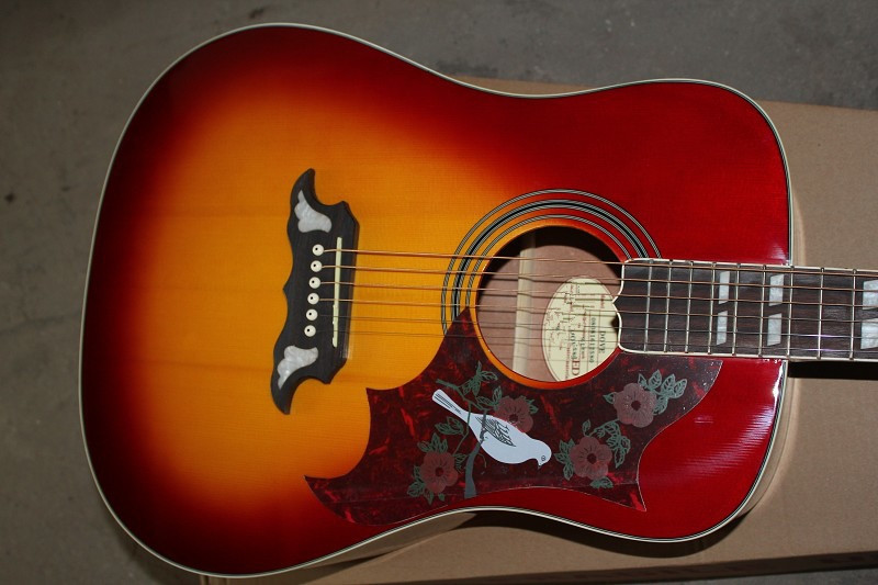 Custom Gibson 41 inch DOVE 20 frets rounded corner tobacco sunburst acoustic guitar with electric guitar's pickup