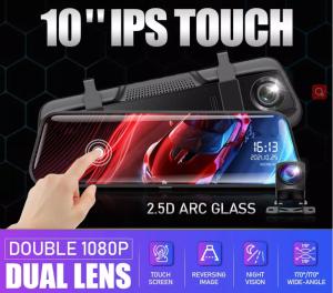 China 9.66 Inch Dual Wireless Dashboard Camera Dash Cam Video Driving Recorder 170 Degree factory