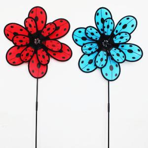 China Spring seasonal windmill yard stake ladybug wing double layer factory