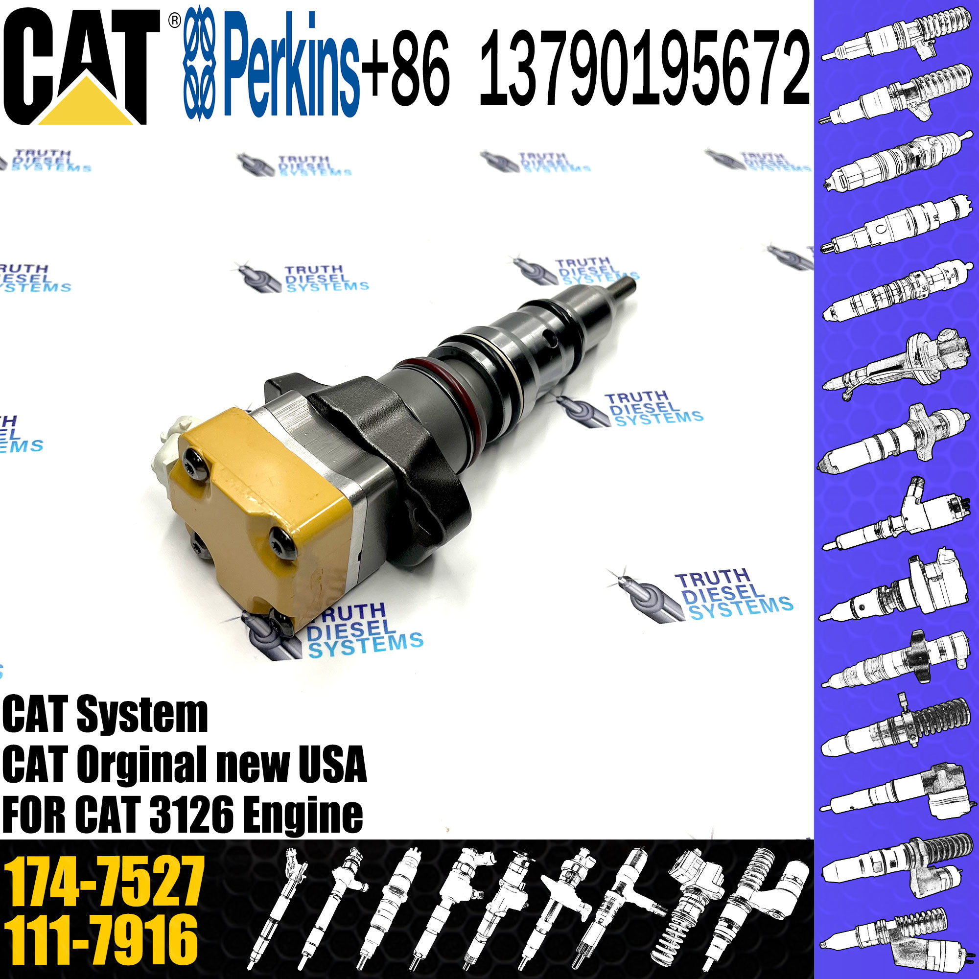 Diesel Fuel Injector 174-7527 174-7528 179-6020 153-5938 232-1171 232-1183 For C-Aterpillar 3126 Engine