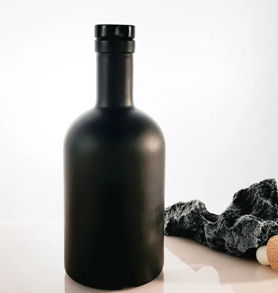 Clear Black Frosted Glass Bottles for Vodka Whisky Rum 200ml 375ml 500ml 750ml 1000ml
