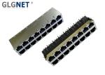 16 Ports Stacked RJ45 Connectors , Magnetic Rj45 Jacks 10 100 1000 Base T