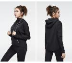 black 3/4 Zipper Up Collar Women'S Sports Hoodie 250g Cuff design