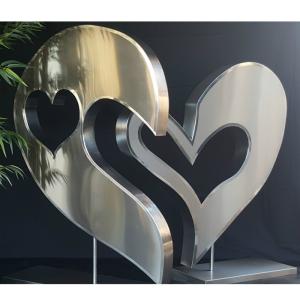 China Heart Love Theme Stainless Steel Art Sculptures Indoor ODM &amp; OEM Service factory