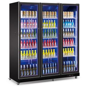 China Auto Defrost 3 Door Bottle Cooler Embraco Compressor With 4 Wheels factory