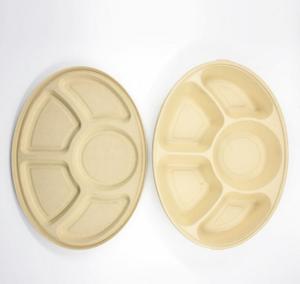 China 1250ml 5 compartments Biodegradable Straw pulp food containers Environmentally friendly paper food trays factory