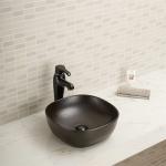 Smooth Lines Round Wash Basin Countertop Single Hole Curved Corners Vessel Sink