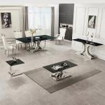 High Gloss 0.45CBM SS Dining Tables Set X Shape Mirror Metal Base
