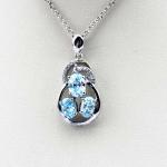 Fashion Silver Jewelry Amethyst Cubic Zircon Three Stones Pendant (PSJ0385)