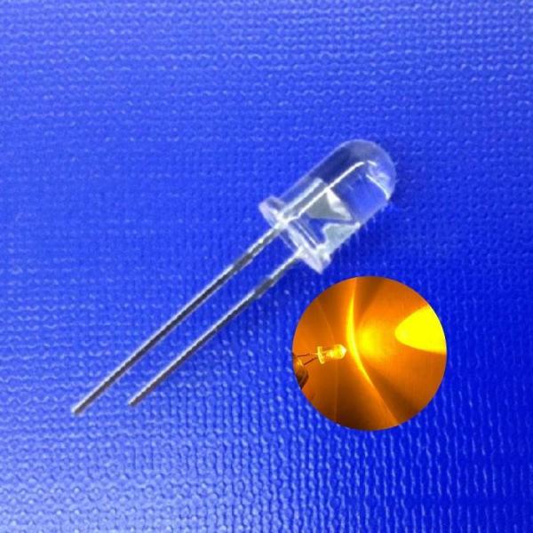 Throughhole 5mm 45deg 590nm Yellow Color LED 11000mcd Round Head With Flange For