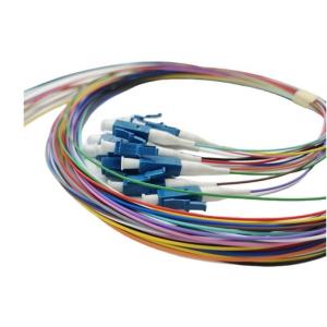 China LC UPC Connector Type Colorful Fiber Optic Pigtail for FTTH Equipment 1M/1.5M 12cores factory