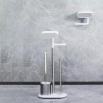 Stainless Steel Bathroom Toilet Brush And Roll Holder Set OEM Free Standing