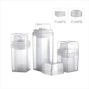 China Square Double Wall 15ml 30ml 50ml Cosmetic Airless Pump bottle in Recyclable PP material factory